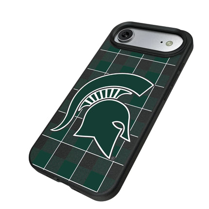 Michigan State University Spartans Plaid MagSafe Compatible Phone Case for Apple iPhone