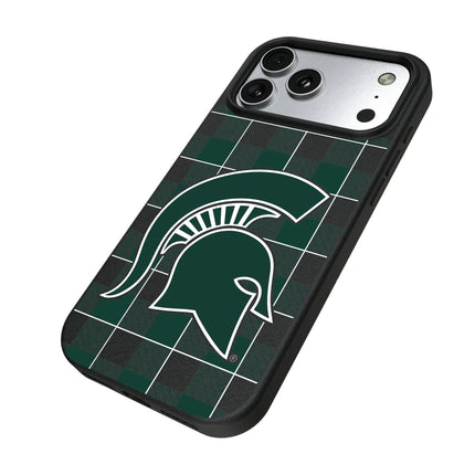 Michigan State University Spartans Plaid MagSafe Compatible Phone Case for Apple iPhone