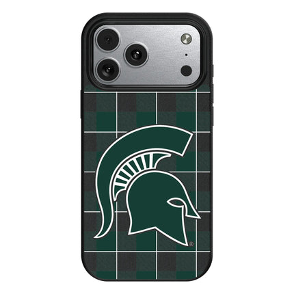Michigan State University Spartans Plaid MagSafe Compatible Phone Case for Apple iPhone