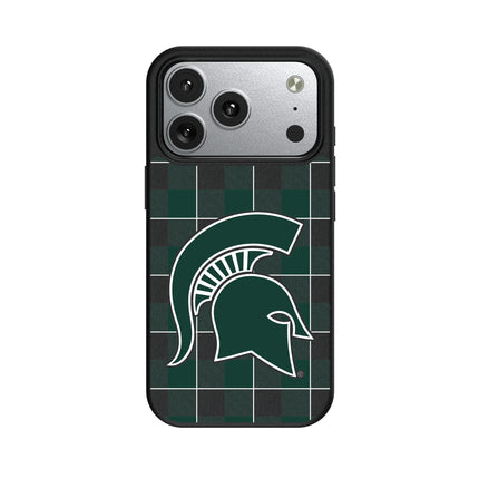 Michigan State University Spartans Plaid MagSafe Compatible Phone Case for Apple iPhone