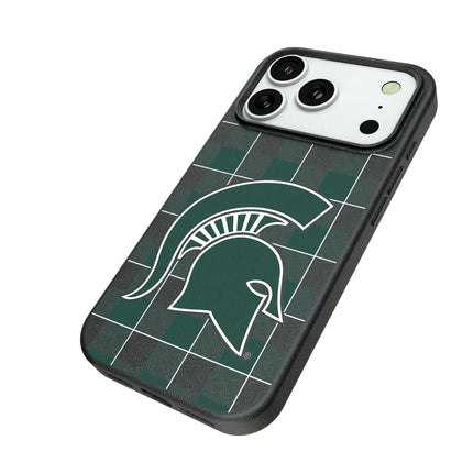 Michigan State University Spartans Plaid MagSafe Compatible Phone Case for Apple iPhone