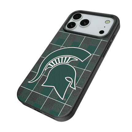 Michigan State University Spartans Plaid MagSafe Compatible Phone Case for Apple iPhone