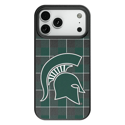 Michigan State University Spartans Plaid MagSafe Compatible Phone Case for Apple iPhone