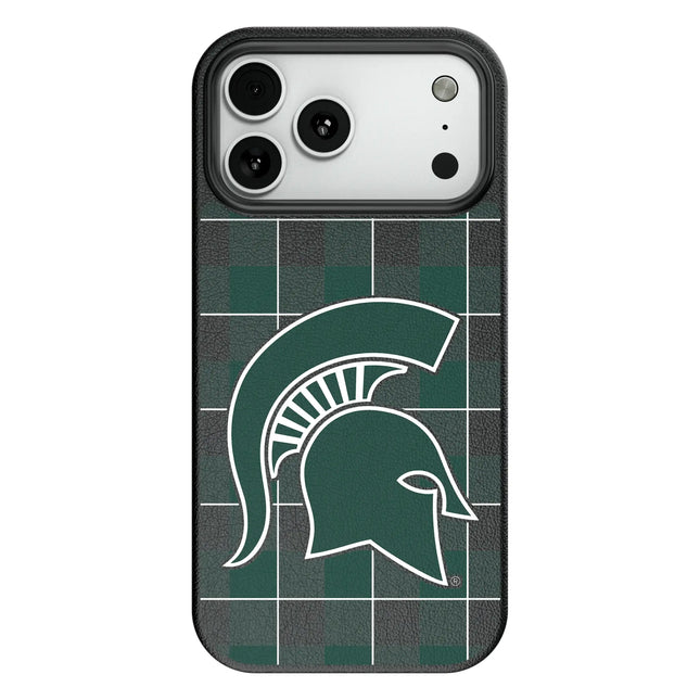 Michigan State University Spartans Plaid MagSafe Compatible Phone Case for Apple iPhone