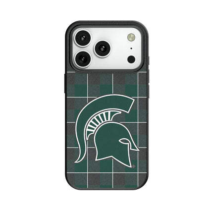 Michigan State University Spartans Plaid MagSafe Compatible Phone Case for Apple iPhone