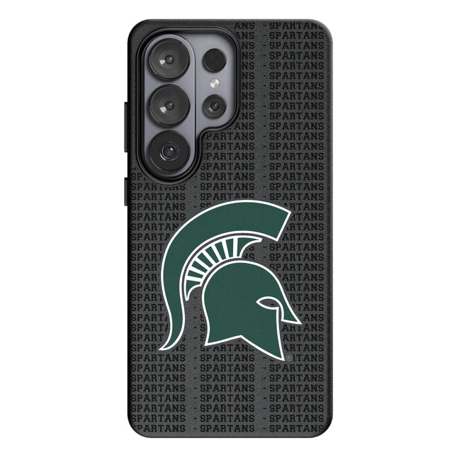 Michigan State University Spartans Text Backdrop MagSafe Compatible Phone Case for Samsung Galaxy