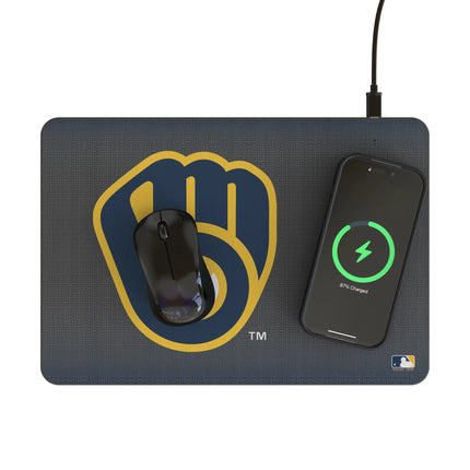 Milwaukee Brewers Linen 15-Watt Wireless Charger and Mouse Pad