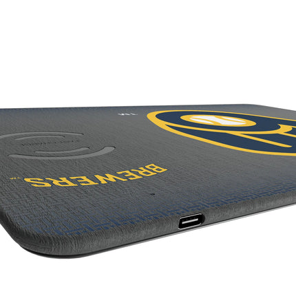 Milwaukee Brewers Linen 15-Watt Wireless Charger and Mouse Pad