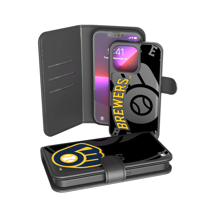 Milwaukee Brewers Monocolor Tilt Wallet Phone Case for Apple iPhone