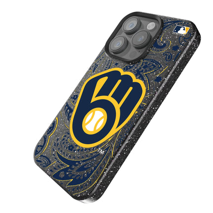 Milwaukee Brewers Paisley Black Bling Phone Case for Apple iPhone