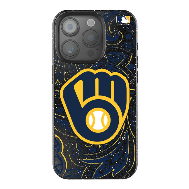 Milwaukee Brewers Paisley Black Bling Phone Case for Apple iPhone