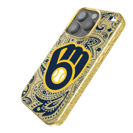 Milwaukee Brewers Paisley Bling Phone Case for Apple iPhone