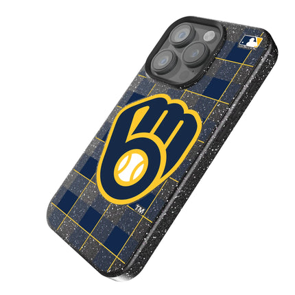 Milwaukee Brewers Plaid Black Bling Phone Case for Apple iPhone