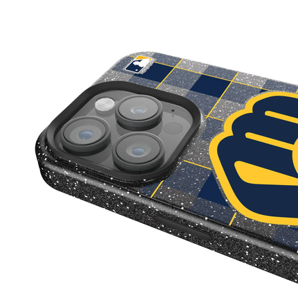 Milwaukee Brewers Plaid Black Bling Phone Case for Apple iPhone