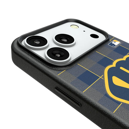 Milwaukee Brewers Plaid MagSafe Compatible Phone Case for Apple iPhone