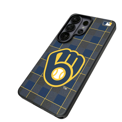 Milwaukee Brewers Plaid MagSafe Compatible Phone Case for Samsung Galaxy