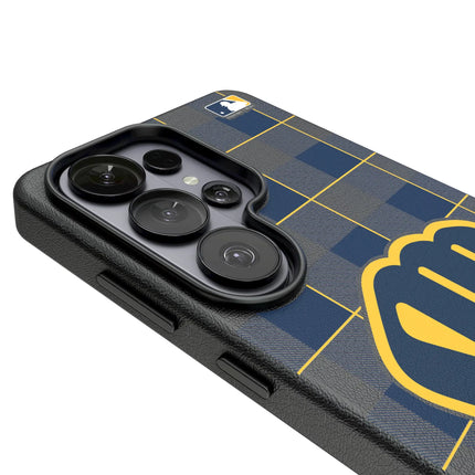 Milwaukee Brewers Plaid MagSafe Compatible Phone Case for Samsung Galaxy