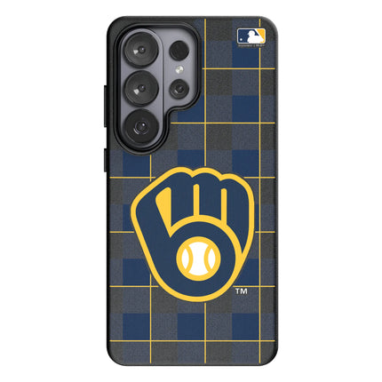 Milwaukee Brewers Plaid MagSafe Compatible Phone Case for Samsung Galaxy