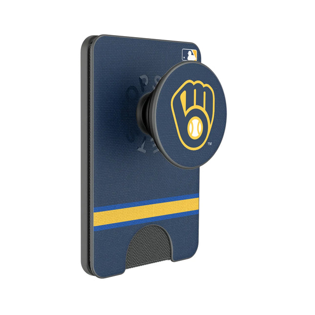 Milwaukee Brewers Stripe PopSockets MagSafe-Compatible PopWallet+