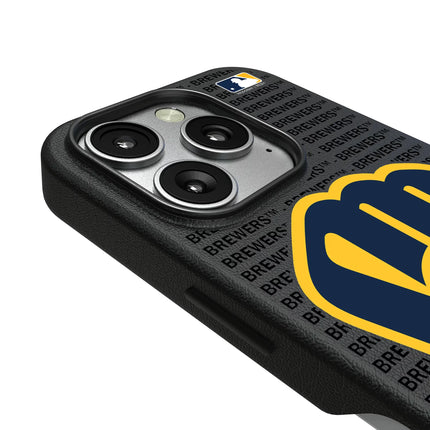 Milwaukee Brewers Text Backdrop MagSafe Compatible Phone Case for Apple iPhone