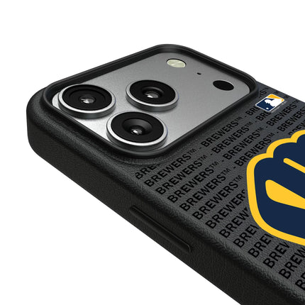 Milwaukee Brewers Text Backdrop MagSafe Compatible Phone Case for Apple iPhone