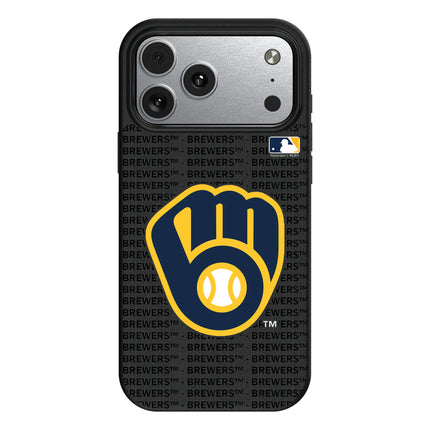 Milwaukee Brewers Text Backdrop MagSafe Compatible Phone Case for Apple iPhone
