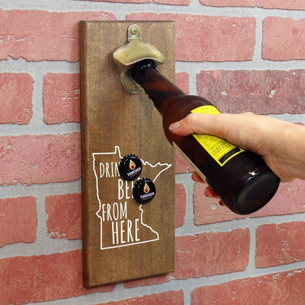 Minnesota Drink Beer From Here Cap Catching Magnetic Bottle Opener