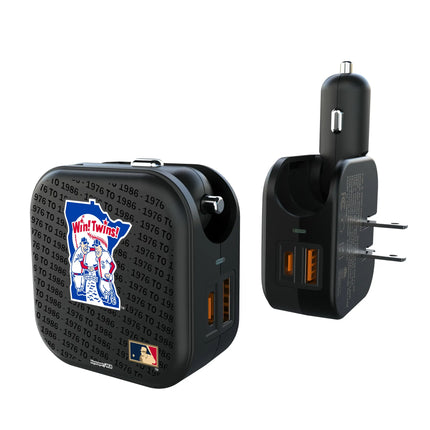 Minnesota Twins 1976-1986 - Cooperstown Collection Text Backdrop 2 in 1 USB A/C Charger