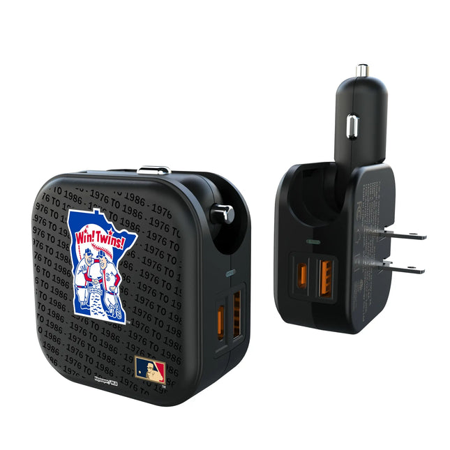 Minnesota Twins 1976-1986 - Cooperstown Collection Text Backdrop 2 in 1 USB A/C Charger