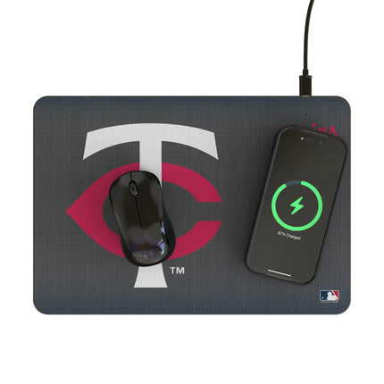 Minnesota Twins Linen 15-Watt Wireless Charger and Mouse Pad