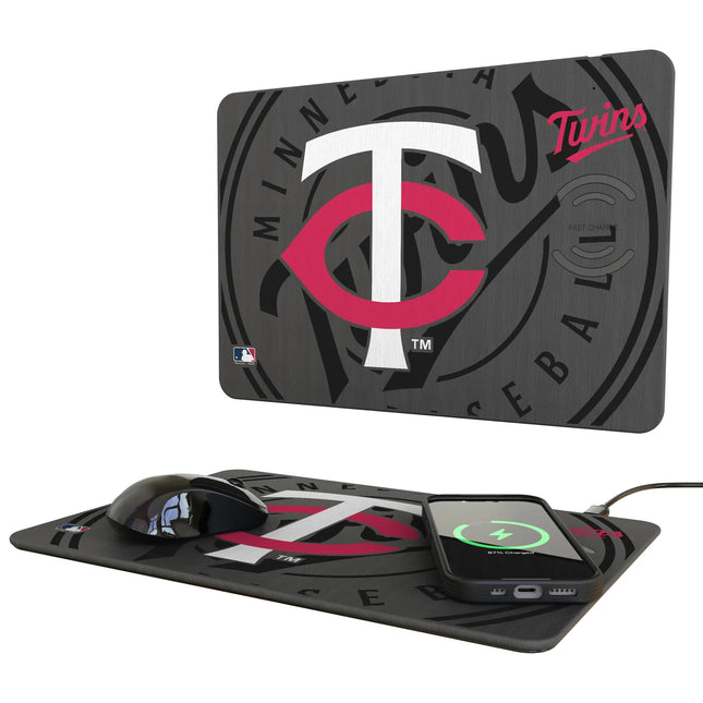 Minnesota Twins Monocolor Tilt 15-Watt Wireless Charger and Mouse Pad