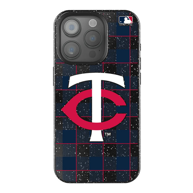 Minnesota Twins Plaid Black Bling Phone Case for Apple iPhone