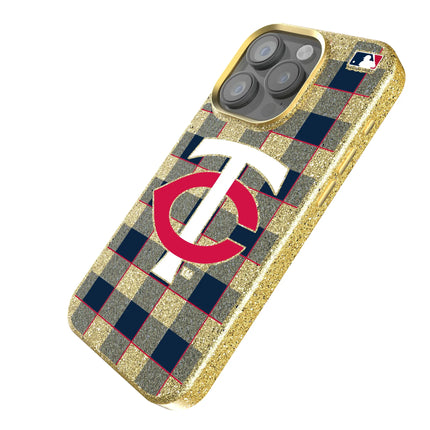 Minnesota Twins Plaid Bling Phone Case for Apple iPhone