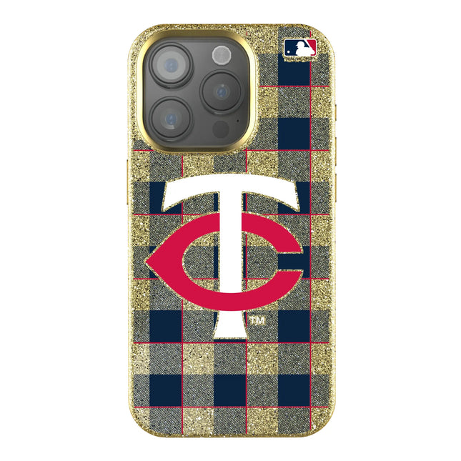 Minnesota Twins Plaid Bling Phone Case for Apple iPhone