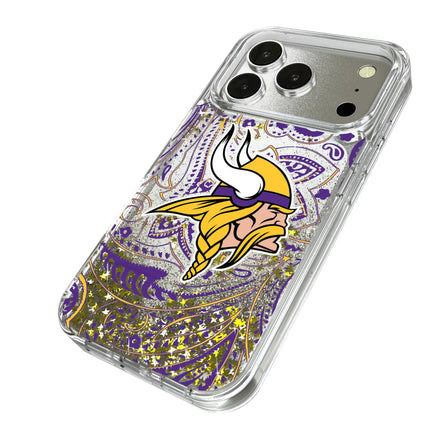 Minnesota Vikings Paisley Glitter Phone Case for Apple iPhone