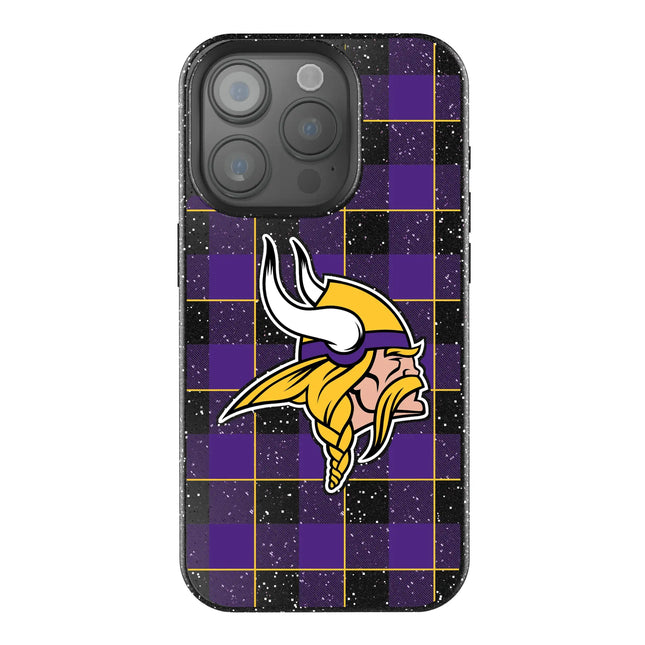 Minnesota Vikings Plaid Black Bling Phone Case for Apple iPhone