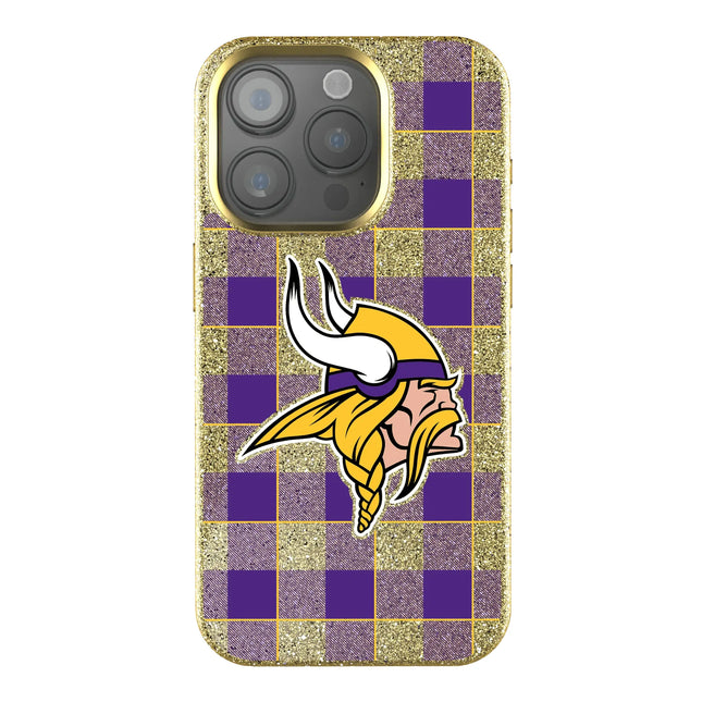 Minnesota Vikings Plaid Bling Phone Case for Apple iPhone
