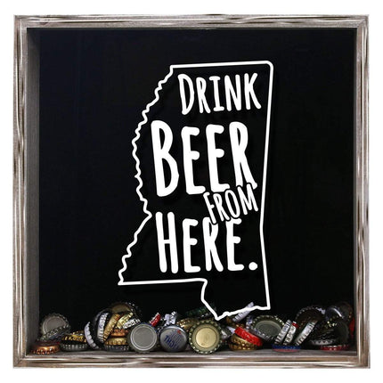 Mississippi Drink Beer From Here Beer Cap Shadow Box