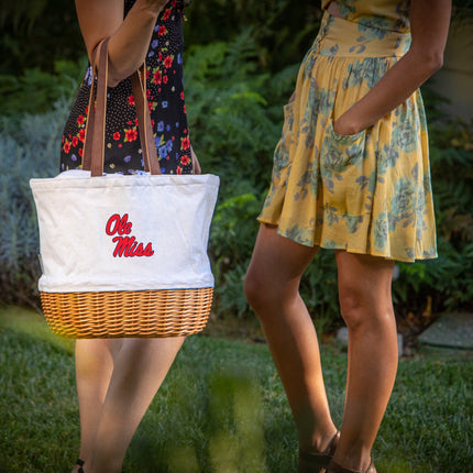 Ole Miss Rebels - Coronado Canvas and Willow Basket Tote