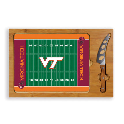Virginia Tech Hokies Football Field Glass Cutting Board & Knife Set