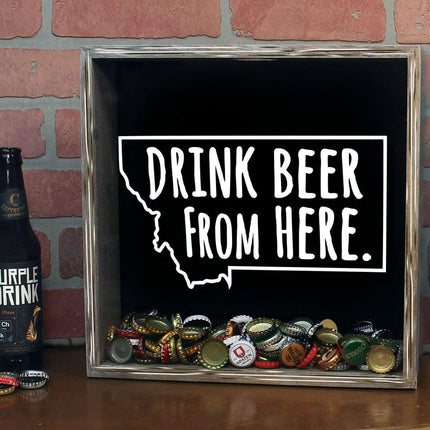 Montana Drink Beer From Here Beer Cap Shadow Box
