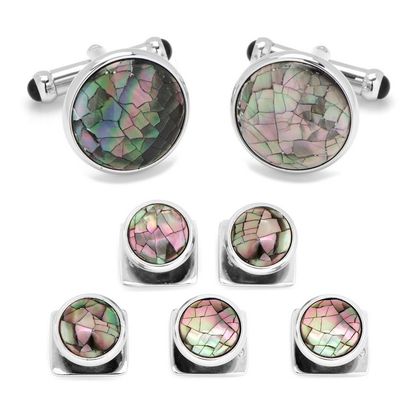 Mosaic Smoke Mother of Pearl Stud Set - 5 Pieces
