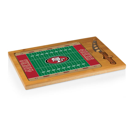 San Francisco 49ers Football Field - Icon Glass Top Cutting Board & Knife Set