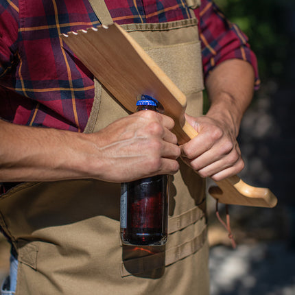 Hardwood BBQ Grill Scraper with Bottle Opener