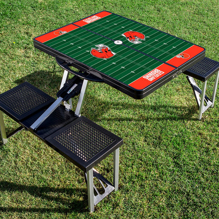 Cleveland Browns Football Field - Picnic Table Portable Folding Table with Seats