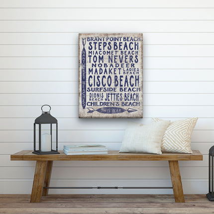 Vintage Nantucket Beaches Sign | Cisco Steps Madaket Surfside Beaches