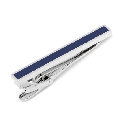 Navy Enamel Inlaid Short Tie Clip