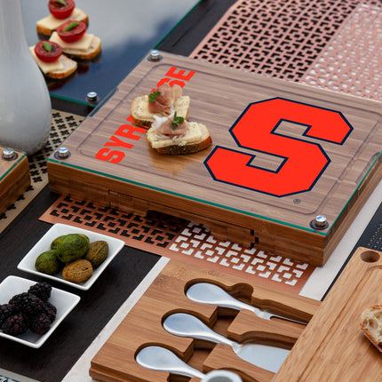 Syracuse Orange - Concerto Glass Top Cheese Cutting Board & Tools Set