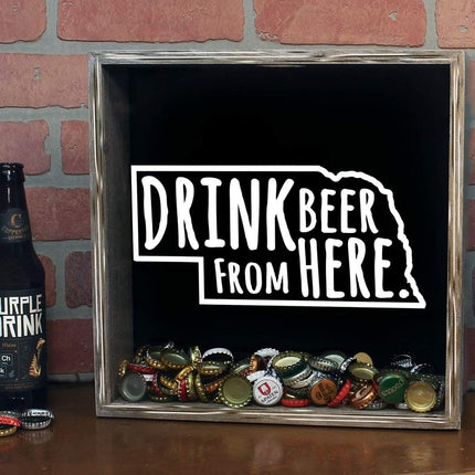 Nebraska Drink Beer From Here Beer Cap Shadow Box