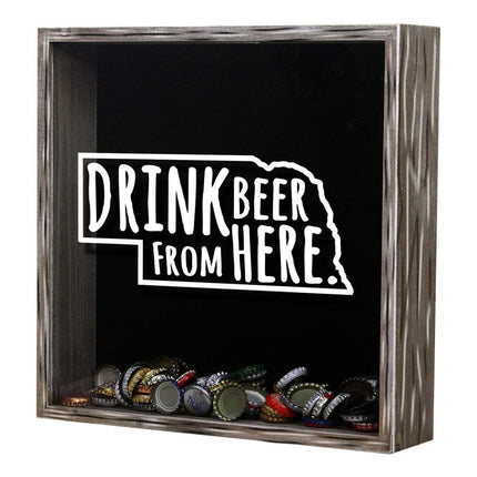 Nebraska Drink Beer From Here Beer Cap Shadow Box